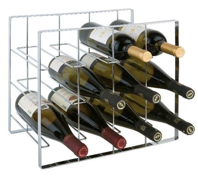 Design wijnrek "chroom" voor 12 flessen